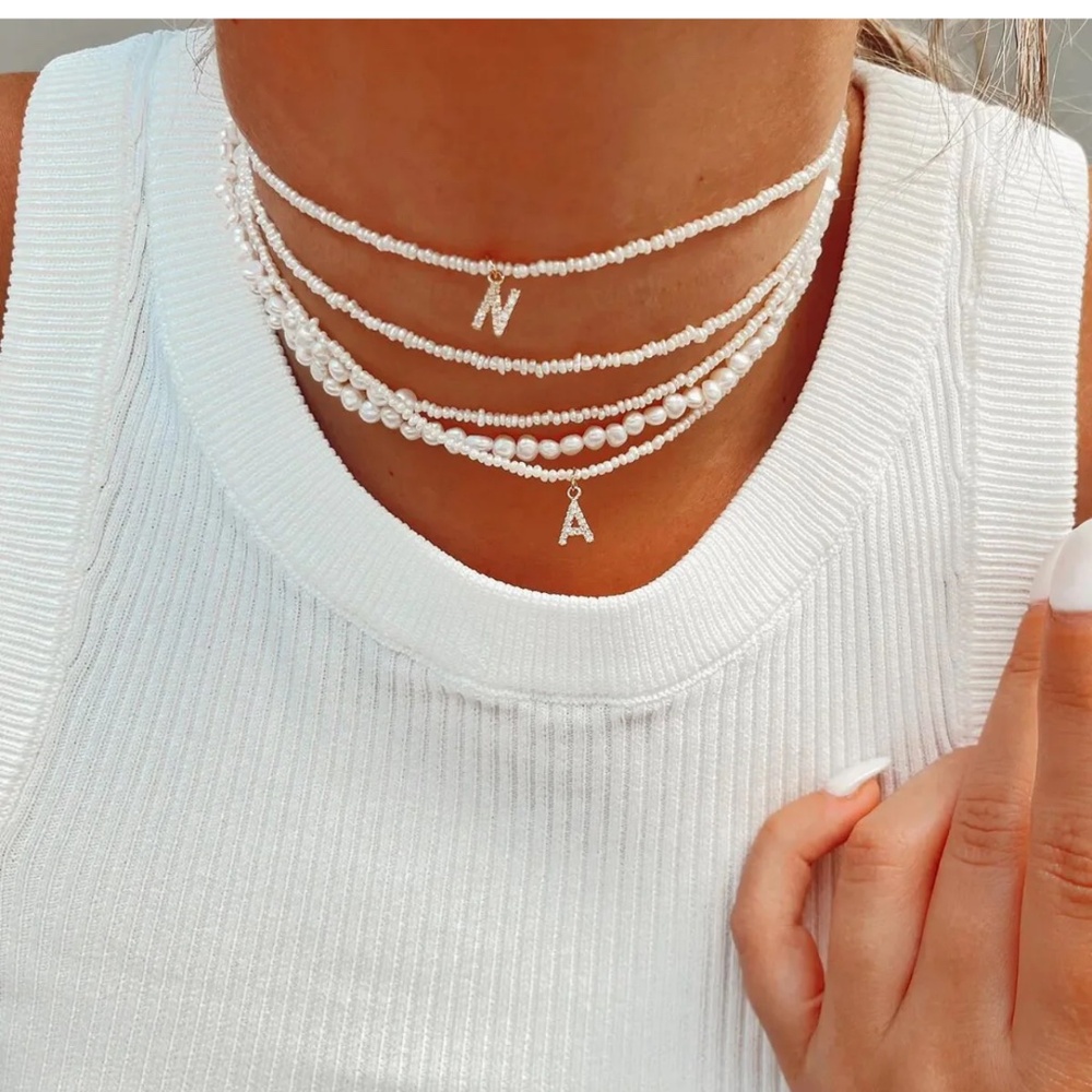 Louise Carter Pearl initial necklace **NEW**